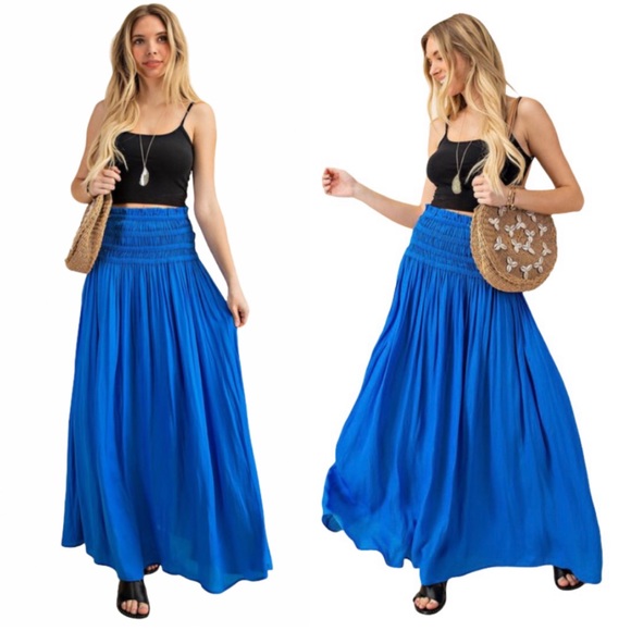 Bold bright blue boho maxi skirt - Picture 10 of 11